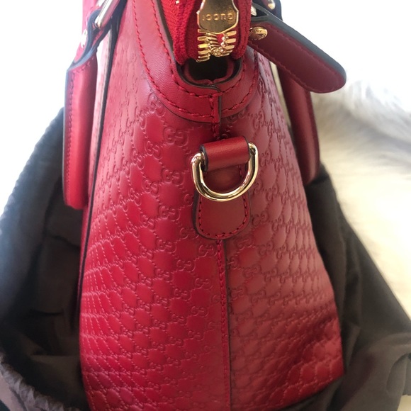 GUCCI Microguccissima Large Red Leather Satchel - Picture 12 of 12